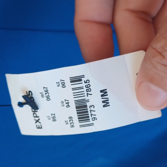 Express Blue  Sheer line Crepe Blouse, elastic waist - Picture 5 of 9